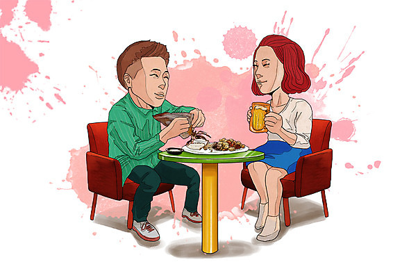 전신 PSD 라이프스타일 접시 커플 여자 남자 행복 음식 의자 일러스트 탁자 술병 맥주 주류 함께함 웃음 들기 사람 앉기 성인 두명 라이프 음주 안주 즐거움 만족 오징어 맥주잔 음주문화 술자리 마른안주 말린오징어 비어피플 성인만 국내일러스트 식기 감정 음료 가구 컨셉 술잔 관계 모션 병_용기 연체동물 표정 생활 수중동물 파일형식