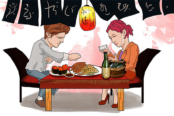 전신 PSD 라이프스타일 접시 커플 여자 남자 행복 음식 술잔 의자 일러스트 탁자 술병 조명 주류 함께함 웃음 들기 사람 앉기 성인 라이프 초밥 음주 안주 즐거움 만족 건배 마주앉기 음주문화 사케 술자리 비어피플 새우초밥 알밥 일식집 일본음식 성인만 국내일러스트 식기 감정 음료 가구 컨셉 관계 모션 밥 병_용기 잔 새우 표정 생활 식당 파일형식