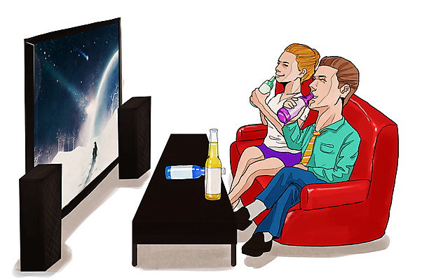 전신 PSD 라이프스타일 커플 여자 남자 행복 의자 일러스트 탁자 술병 맥주 주류 함께함 들기 사람 앉기 성인 두명 라이프 소파 스크린 텔레비전 스피커 음주 영화 즐거움 만족 맥주병 음주문화 비어피플 영화감상 성인만 집콕 홈시네마 국내일러스트 감정 음료 음향기기 가구 컨셉 관계 모션 병_용기 문화예술 생활 전자제품 감상 신조어 파일형식 앳홈라이프