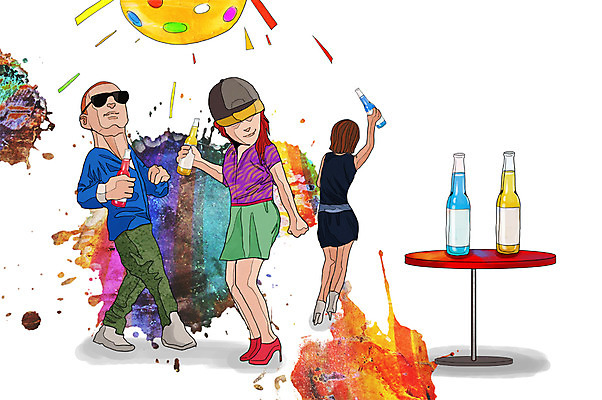 전신 PSD 라이프스타일 여자 남자 행복 일러스트 탁자 술병 조명 맥주 주류 함께함 서기 들기 사람 성인 라이프 세명 선글라스 파티 춤 음주 즐거움 만족 클럽 맥주병 음주문화 술자리 비어피플 성인만 국내일러스트 감정 안경 음료 가구 컨셉 모션 병_용기 문화예술 이벤트 생활 파일형식