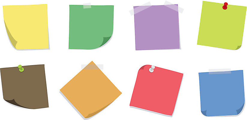 EPS 해외이미지 종이 분홍색 오렌지 일러스트 그림자 빨간색 초록색 파란색 갈색 노란색 보라색 쪽지 메시지 압정 흰배경 테이프 해외202004 해외일러스트 컬러 백그라운드 과일 문구용품 사무용품 흰색 파일형식 벡터 이미지허브