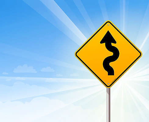 EPS 해외이미지 일러스트 경고 풍경 야외 여름 파란색 햇빛 태양 노란색 광선 위험 도로표지판 굴곡 해외202004 해외일러스트 자연요소 계절 도로 컬러 컨셉 표지판 파일형식 벡터 이미지허브