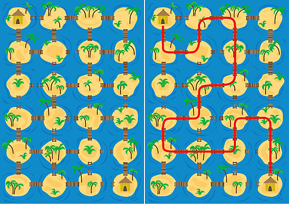 EPS 해외이미지 교육 길 어린이 모래 섬 일러스트 야자수 게임 퍼즐 만화 뇌 그림 시골집 미로 해결 구성 쉬운 해외202004 해외일러스트 나무 놀이 주택 사람 파일형식 벡터 이미지허브
