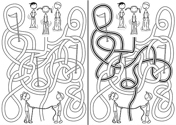 EPS 해외이미지 교육 길 어린이 일러스트 놀이 흑백 점프 게임 깃발 퍼즐 만화 그림 미로 해결 구성 쉬운 해외202004 해외일러스트 모션 촬영기법 사람 파일형식 벡터 이미지허브