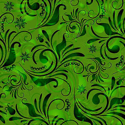 EPS 해외이미지 디자인 열매 꽃 잎 꽃무늬 패턴 일러스트 벽지 추상 경사 그래픽 장식 초록색 검은색 소용돌이 실크 질감 복고 목각 스타일 해외202004 해외일러스트 식물 컬러 무늬 회오리 직물 파일형식 벡터 이미지허브