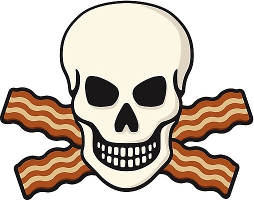 EPS 해외이미지 음식 조각 일러스트 육류 돼지고기 요리 그래픽 아침식사 문신 심볼 베이컨 훈제 해골모형 해로움 해외202004 해외일러스트 컨셉 식재료 모형 식사 파일형식 벡터 이미지허브