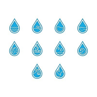 EPS 해외이미지 일러스트 물 세트 만화 수집 심플 해외202004 해외일러스트 자연요소 파일형식 벡터 이미지허브