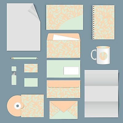 EPS 해외이미지 식물 디자인 컨셉 꽃무늬 패턴 일러스트 비즈니스 명함 봉투 편지봉투 사람없음 연두색 세트 주황색 공책 머그컵 레이아웃 문서 엘리먼트 테마 스타일 레터헤드 해외202004 해외일러스트 꽃 컬러 무늬 문구용품 컵 초록색 편지 파일형식 벡터 이미지허브
