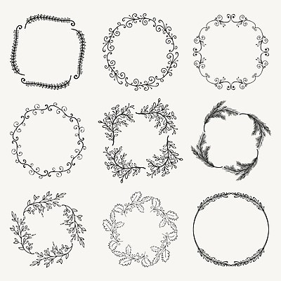 EPS 해외이미지 잎 일러스트 사람없음 원형프레임 해외202004 해외일러스트 식물 프레임 원형 파일형식 벡터 이미지허브