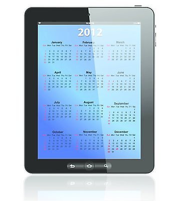 EPS 해외이미지 종이 벽 일러스트 빨간색 파란색 태블릿 한개 3D 달력 시간 사과 연도 1월 판지 월 터치스크린 해외202004 해외일러스트 1 컬러 과일 전자제품 스마트기기 날짜 디지털합성 파일형식 벡터 이미지허브