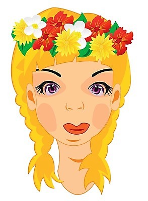 EPS 해외이미지 헤어스타일 꽃 일러스트 휴가 사랑 사람 장식 10대 머리카락 머리 화환 봄 흰배경 해외202004 해외일러스트 식물 계절 감정 백그라운드 청소년 신체부위 흰색 파일형식 벡터 이미지허브