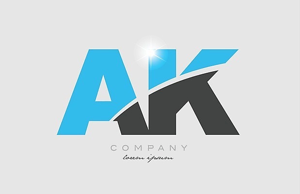 EPS 해외이미지 모양 템플릿 디자인 알파벳 백그라운드 일러스트 회사 비즈니스 파란색 반짝임 회색 편지 심볼 신분 A K 엘리먼트 활자 해외202004 해외일러스트 영어 컬러 모션 활자판 파일형식 벡터 이미지허브