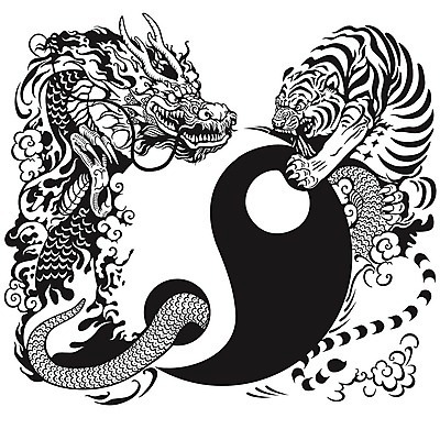 EPS 해외이미지 동물 불교 일러스트 흑백 우주 중국 힘 에너지 용 호랑이 문신 심볼 사인 싸움 신화 마법 반대 마스코트 민화 투쟁 해외202004 해외일러스트 아시아 종교 포유류 모션 촬영기법 그림 파일형식 벡터 이미지허브