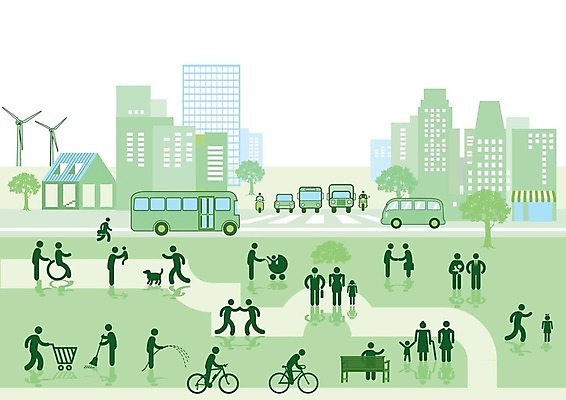 EPS 해외이미지 일러스트 가족 자동차 사람 초록색 도시 생태계 주민 해외202004 해외일러스트 육상교통 컬러 관계 파일형식 벡터 이미지허브