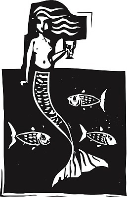 EPS 해외이미지 음료 바다 와인잔 일러스트 사랑 어류 와인 위험 신화 공상 인어 목판화 사이렌 해외202004 해외일러스트 감정 컨셉 술잔 주류 수중동물 파일형식 벡터 이미지허브