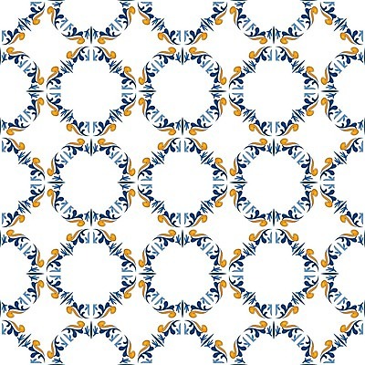 EPS 해외이미지 전통 디자인 패턴 오렌지 일러스트 벽지 추상 장식 파란색 흰색 포르투갈 타일 묘사 정사각형 모자이크 스페인어 아라베스크 엘리먼트 튀니지 해외202004 해외일러스트 도형 유럽 컬러 무늬 과일 아프리카 파일형식 벡터 이미지허브