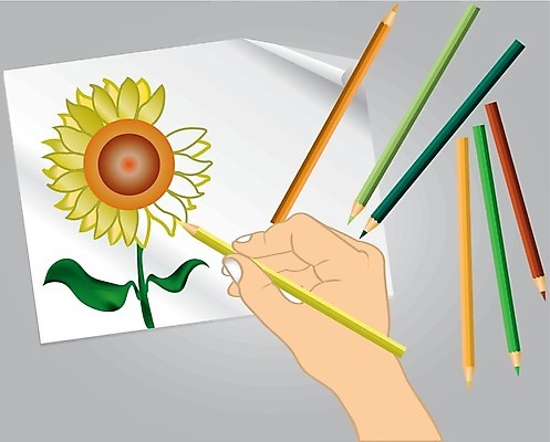 EPS 해외이미지 구름 디자인 교육 꽃 어린이 백그라운드 일러스트 그래픽 장식 초록색 파란색 그룹 그림 크레파스 캔버스 깨짐 해외202004 해외일러스트 자연요소 식물 컬러 컨셉 학용품 사람 파일형식 벡터 이미지허브