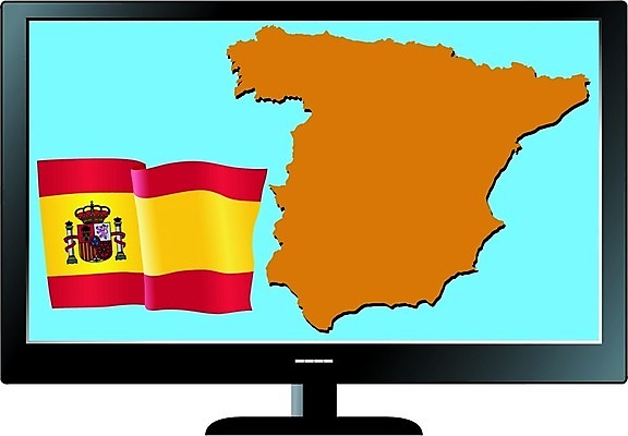 EPS 해외이미지 백그라운드 지도 인터넷 일러스트 추상 프레임 컴퓨터 세트 스크린 텔레비전 깃발 스페인 전국 해외202004 해외일러스트 유럽 무늬 전자제품 파일형식 벡터 이미지허브