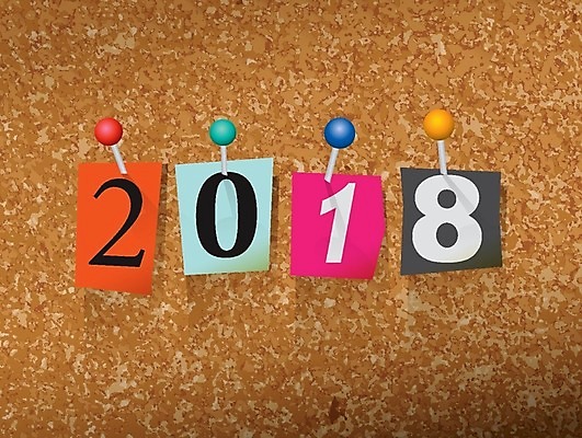 EPS 해외이미지 종이 컨셉 일러스트 휴가 아이디어 단어 쪽지 달력 축하 날짜 압정 야간 자르기 편지 연도 해피뉴이어 2018년 카운트다운 코르크보드 테마 해외202004 해외일러스트 자연요소 문자 모션 알림판 사무용품 새해인사 파일형식 벡터 이미지허브