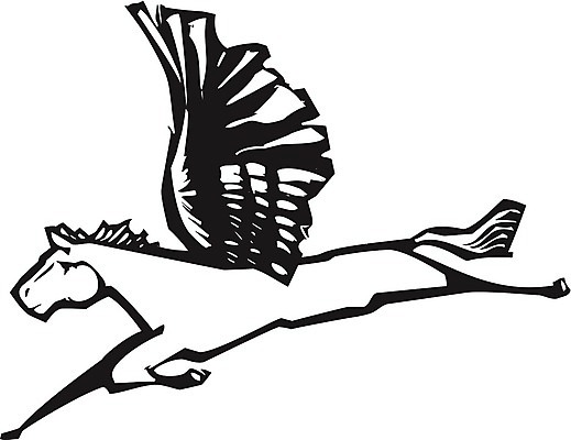 EPS 해외이미지 날개 일러스트 꿈 신화 공상 조랑말 그리스인 목판화 해외202004 해외일러스트 서양인 말_동물 파일형식 벡터 이미지허브