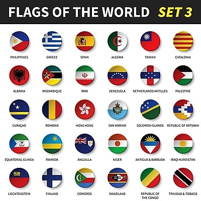 EPS 해외이미지 일러스트 핀란드 사람없음 세트 세계 3D 깃발 원형 스페인 수집 대만 심볼 그리스 사인 홍콩 루마니아 고립 니제르 르완다 베네수엘라 알바니아 알제리 여의주 이란 전국 콩고 팔레스타인 해외202004 해외일러스트 도형 유럽 아시아 중동 아프리카 북유럽 중국 남아메리카 디지털합성 파일형식 벡터 남유럽 이미지허브