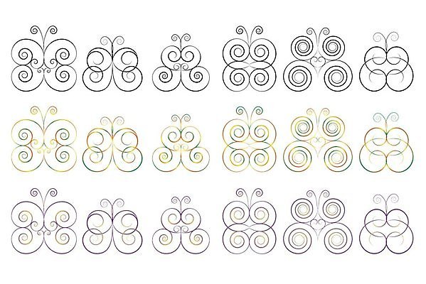 EPS 해외이미지 디자인 나비 곡선 일러스트 캘리그라피 나선형 장식 세트 검은색 수확 수집 심볼 사인 그림 복고 고립 엘리먼트 스타일 해외202004 해외일러스트 선 컬러 곤충 무늬 농업 파일형식 벡터 이미지허브