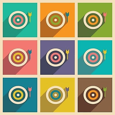 EPS 해외이미지 일러스트 사람없음 세트 컬러풀 과녁판 다트판 다트 심플 다트핀 해외202004 해외일러스트 컬러 게임 파일형식 벡터 이미지허브