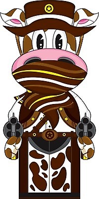 EPS 해외이미지 동물 일러스트 가면 가축 권총 총 소 카우보이 보안관 만화 카우보이모자 서쪽 해외202004 해외일러스트 직업 모자_잡화 무기 포유류 방향 파일형식 벡터 이미지허브