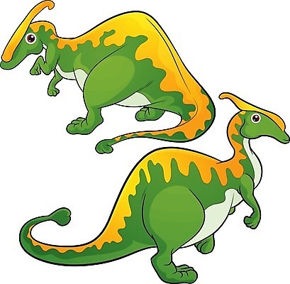 EPS 해외이미지 동물 두마리 일러스트 사람없음 초록색 노란색 귀여움 공룡 카툰스타일 쥬라기 해외202004 해외일러스트 컬러 컨셉 2 파충류 파일형식 벡터 이미지허브