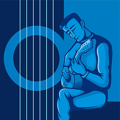 EPS 해외이미지 줄 음악 일러스트 앉기 파란색 기구 기타 스케치 정사각형 기타리스트 뮤지컬 해외202004 해외일러스트 도형 컬러 모션 현악기 문화예술 미술 연주자 파일형식 벡터 이미지허브