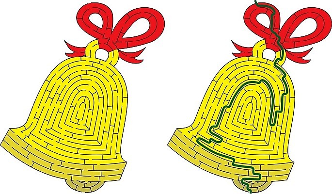 EPS 해외이미지 교육 리본 길 크리스마스 일러스트 종 게임 퍼즐 만화 활 그림 미로 해결 구성 쉬운 해외202004 해외일러스트 기념일 놀이 파일형식 벡터 이미지허브