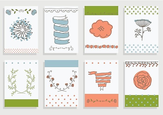 EPS 해외이미지 꽃 리본 일러스트 사랑 사람없음 세트 엽서 해외202004 해외일러스트 식물 감정 편지 파일형식 벡터 이미지허브