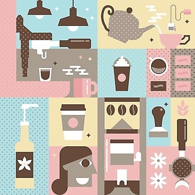 EPS 해외이미지 디자인 여자 꽃 커피 백그라운드 컨셉 패턴 일러스트 주전자 미술 한명 성인 컵 카페 플랫 차 그라인더 에스프레소 바닐라 파스텔톤 성인여자한명만 해외202004 해외일러스트 식물 1 식기 음료 컬러 무늬 주방용품 문화예술 사람 상점 커피용품 여자한명만 성인여자만 파일형식 벡터 이미지허브