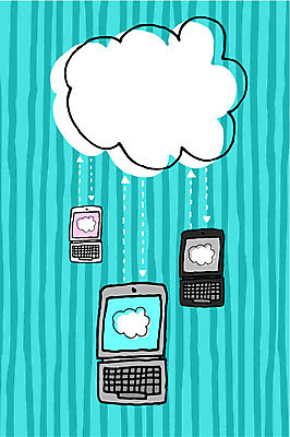 EPS 해외이미지 구름 컨셉 인터넷 일러스트 아이디어 노트북 컴퓨터 연결 사이버 해외202004 해외일러스트 자연요소 전자제품 파일형식 벡터 이미지허브