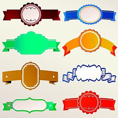 EPS 해외이미지 리본 스티커 일러스트 사람없음 세트 라벨 공백 다양 해외202004 해외일러스트 다수 프레임 파일형식 벡터 이미지허브