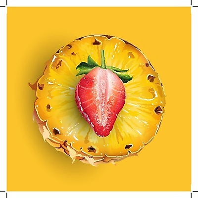 EPS 해외이미지 일러스트 딸기 단면 사람없음 노란색 파인애플 해외202004 해외일러스트 컬러 과일 열대과일 파일형식 벡터 이미지허브