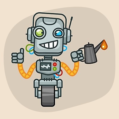 EPS 해외이미지 캐릭터 디자인 과학 일러스트 미술 미소 그래픽 전자제품 기계 바퀴 만화 철 양동이 가득함 로봇 사인 클립 철사 마스코트 인공 지능 해외202004 해외일러스트 일러캐릭터 문화예술 표정 파일형식 벡터 이미지허브