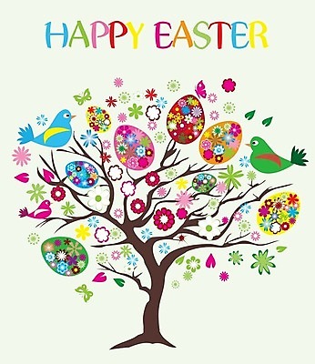 EPS 해외이미지 나무 꽃 일러스트 조류 추상 부활절 사람없음 컬러풀 부활절계란 해외202004 해외일러스트 식물 동물 기념일 컬러 무늬 계란 파일형식 벡터 이미지허브