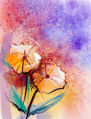 JPG 해외이미지 꽃 일러스트 수채화 미술 사람없음 두송이 그림 손그림 거베라 해외202004 해외일러스트 식물 2 문화예술 파일형식 이미지허브