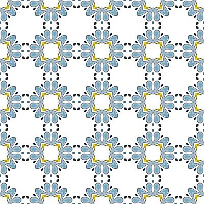 EPS 해외이미지 전통 디자인 패턴 일러스트 벽지 추상 장식 파란색 노란색 흰색 포르투갈 타일 묘사 정사각형 모자이크 스페인어 아라베스크 엘리먼트 튀니지 해외202004 해외일러스트 도형 유럽 컬러 무늬 아프리카 파일형식 벡터 이미지허브