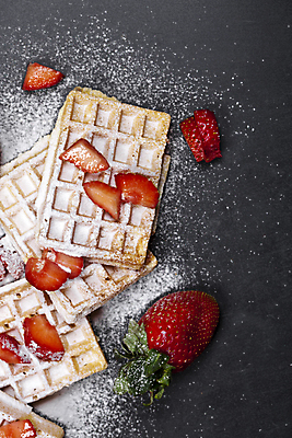 포토 JPG 해외이미지 조각 딸기 사람없음 와플 슈가파우더 해외포토 과일 디저트 파일형식 이미지허브