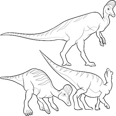 EPS 해외이미지 동물 라인일러스트 일러스트 파충류 세마리 사람없음 흰색 공룡 쥬라기 해외202004 해외일러스트 컬러 3 파일형식 벡터 이미지허브