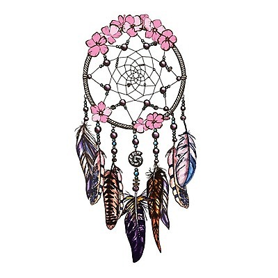 EPS 해외이미지 전통 꽃 분홍색 일러스트 사람없음 장식 꿈 깃털 부적 드림캐쳐 해외202004 해외일러스트 식물 컬러 파일형식 벡터 이미지허브