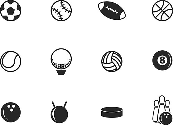 EPS 해외이미지 디자인 실루엣 스포츠 일러스트 공 놀이 농구 그래픽 세트 검은색 럭비 축구 웹 미국 야구 정보 테니스 흰색 공구 원형 수집 심볼 사인 해외202004 해외일러스트 도형 컬러 북아메리카 인터넷 촬영기법 구기 도구 파일형식 벡터 이미지허브