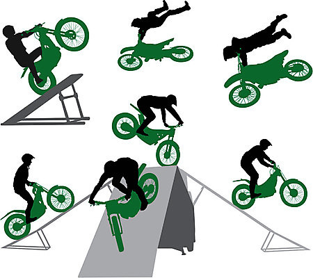 EPS 해외이미지 남자 실루엣 스포츠 포즈 일러스트 자동차 안테나 사람 초록색 운동 자전거 점프 검은색 회색 오토바이 비행 바퀴 위험 묘기 속도 쇼 보여주기 모터 해외202004 해외일러스트 육상교통 컬러 컨셉 통신 모션 촬영기법 건강 바이크 파일형식 벡터 이미지허브