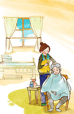 전신 PSD 여자 노년 남자 캠페인 의자 일러스트 창문 탁자 가위 서기 사람 앉기 성인 두명 뷰티 머리카락 침대 봉사 도움 커튼 자원봉사자 미용사 자르기 사회복지 사랑나눔 더불어사는사회 분무기 머리손질 노인만 성인만 국내일러스트 직업 가구 컨셉 모션 문구용품 사랑 머리 복지 나눔 파일형식