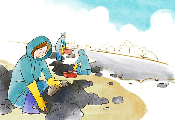 전신 PSD 나무 식물 여자 남자 캠페인 바다 장갑 일러스트 장화 사람 앉기 성인 세명 돌_바위 바위 봉사 도움 자원봉사자 사회복지 사랑나눔 더불어사는사회 우비 걸레 대야 닦기 성인만 국내일러스트 잡화 옷 신발 컨셉 모션 사랑 청소도구 복지 나눔 파일형식