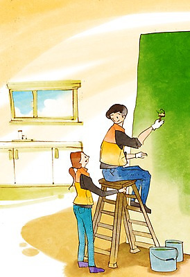 전신 PSD 여자 남자 벽 캠페인 일러스트 사다리 창문 서기 들기 사람 앉기 성인 두명 페인트 붓 봉사 도움 자원봉사자 사회복지 싱크대 사랑나눔 더불어사는사회 페인트통 성인만 국내일러스트 컨셉 모션 통 사랑 도구 복지 개수대 나눔 파일형식