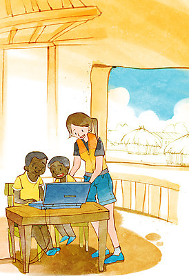 전신 PSD 외국인 응시 여자 남자 어린이 캠페인 흑인 의자 일러스트 창문 탁자 주택 초가집 서기 사람 앉기 동양인 소년 성인 세명 노트북 컴퓨터 봉사 도움 자원봉사자 사회복지 사랑나눔 더불어사는사회 국내일러스트 서양인 시선 가구 컨셉 모션 한옥 사랑 인종 건물 전자제품 복지 나눔 파일형식