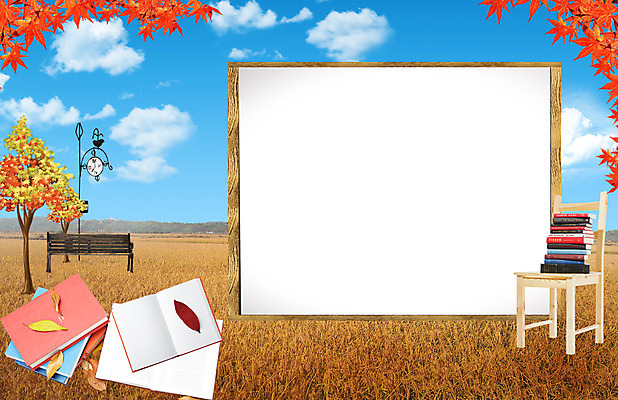 PSD 나무 식물 구름 편집 편집이미지 계절 시계 단풍 벤치 의자 하늘 나뭇잎 프레임 풍경 사람없음 야외 책 독서 벼 가을 이미지편집 자연요소 가구 잎 곡류 파일형식